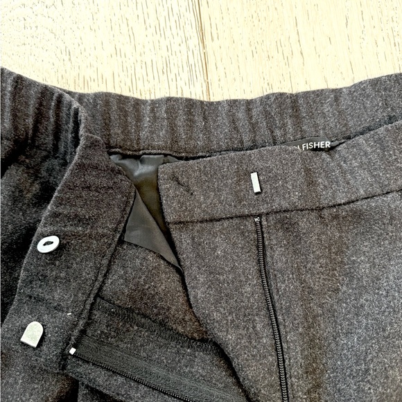 Eileen Fisher Charcoal Grey pleated wide leg Grey Soft Wool Med trouser $148 - Picture 9 of 13